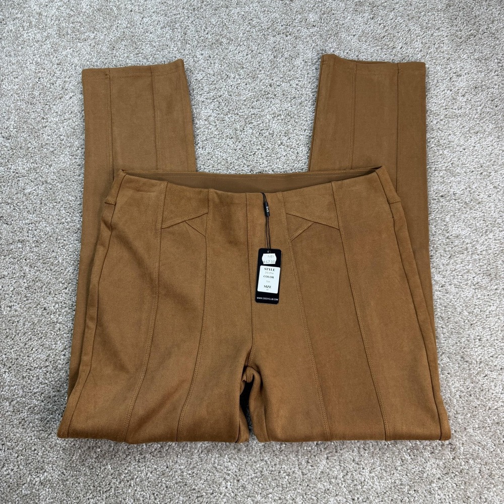 COCO Y CLUB Dress Pants Womens 10 Brown Microfiber Slim Stretch Pull On Casual